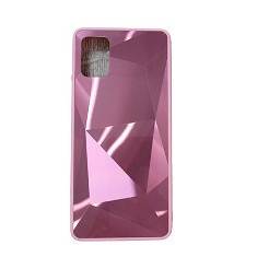 Huse telefon silicon si acril cu textura diamant Samsung Galaxy A51, Roz