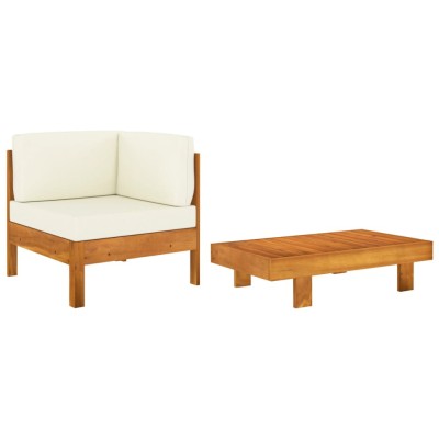Gossi set mobilier gradina perne alb/crem, 2 piese, lemn masiv acacia foto