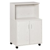 Mobilier de bucatarie cu roti HOMCOM, 60.4x40.3x 97cm, textura lemn alb/dungat | Aosom RO