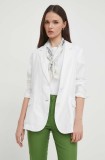 United Colors of Benetton sacou de in culoarea alb, un singur rand de nasturi, neted