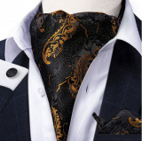 Set cravata / esarfa Ascot matase + batista + butoni, model 19