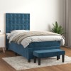 VidaXL Pat box spring cu saltea, albastru &icirc;nchis, 80x200 cm, catifea 3138053