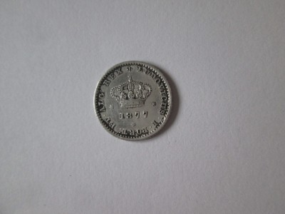 Portugalia 50 Reis 1877 argint 917 regele Luiz I foto