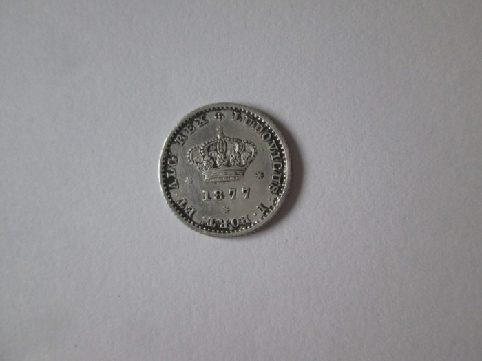 Portugalia 50 Reis 1877 argint 917 regele Luiz I