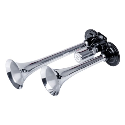 Claxon camion de tip &amp;quot;goarna&amp;quot;, dublu, bitonal, finisaj cromat, alimentare 12v - 24v, 118 db foto