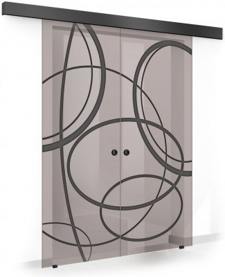 Usa culisanta Boss &amp;reg; Duo Black model Cloud negru, 60+60x215 cm, sticla bronz securizata, glisanta in ambele directii foto