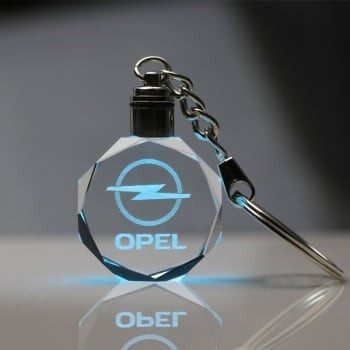 Breloc auto din cristal cu LED - Logo OPEL foto