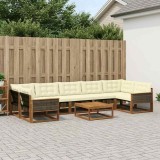 vidaXL Set de canapele de exterior cu pernă 8 pcs Natural și Crem 3381306