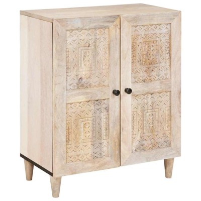 vidaXL Bufet cu raft cu ușă Alb 60 x 33 x 75 cm Lemn masiv de mango 4018118 foto