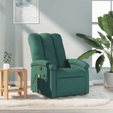 VidaXL Fotoliu de masaj rabatabil, verde &icirc;nchis, material textil