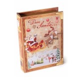 Cutie tip carte decor Craciun lemn multicolor 18x25x5.5 cm