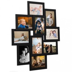 vidaXL Ramă foto colaj, negru, 10 x foto (13x18 cm), MDF