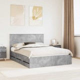 vidaXL Cadru de pat Gri din beton 150 x 200 cm Lemn Ingineresc 3411106