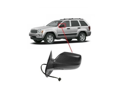 Oglinda exterioara Jeep Grand Cherokee (Wh), 01.2005-07.2010, partea Stanga, culoare sticla crom, sticla plana, cu carcasa neagra, cu incalzire, ajus foto