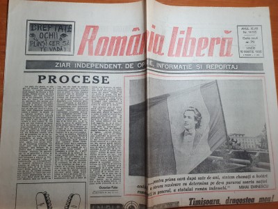 romania libera 16 martie 1990-art. proces octavian paler si teroristii in proces foto
