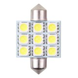 Bec led - 9SMD 12V sofit T11x36mm soclu SV85-8 2buc - Alb Garage AutoRide