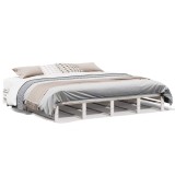 Cumpara ieftin Cadru de pat fara saltea, alb, 200x200 cm, lemn masiv pin