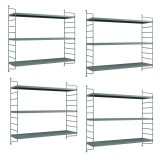 Set 4 buc raft perete Str&auml;ngn&auml;s 50x60x15cm otel gri albastrui [en.casa] HausGarden Leisure