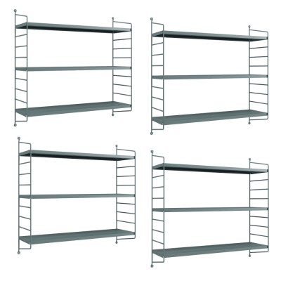 Set 4 buc raft perete Str&amp;auml;ngn&amp;auml;s 50x60x15cm otel gri albastrui [en.casa] HausGarden Leisure foto