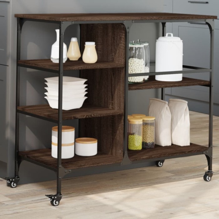 Gossi carucior de bucatarie, stejar maro 100x45x89,5cm lemn prelucrat