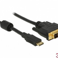 Cablu Mini-C HDMI la DVI T-T 3m Negru, Delock 83584