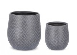 Cumpara ieftin Set 2 ghivece flori fibra sticla gri antracit 31.5x32 cm, 43.5x44 cm