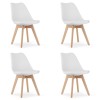 Set 4 scaune bucatarie/living, Artool, Mark, PP alb, picioare lemn natur, 49x43x82 cm