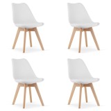 Cumpara ieftin Set 4 scaune bucatarie/living, Artool, Mark, PP alb, picioare lemn natur, 49x43x82 cm