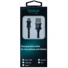 CABLU alimentare si date SPACER pt. smartphone USB 2.0 (T) la Micro-USB 2.0 (T) BraidedRetail pack 0.5m black&amp;amp;amp;nbsp; &amp;amp;quot;SPDC-MICRO-BRD-BK-0.5&amp;amp;qu foto
