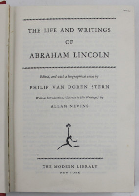 THE LIFE AND WRITINGS OF ABRAHAM LINCOLN , edited by PHILIP VAN DOREN STERN , 1940 ED foto