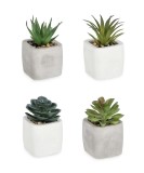 Cumpara ieftin Set 4 plante suculente artificiale in ghiveci ciment 5,5x5,5x10h