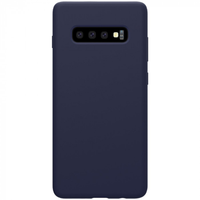 Husa protectie compatibila cu samsung s10 plus liquid silicone case albastru inchis