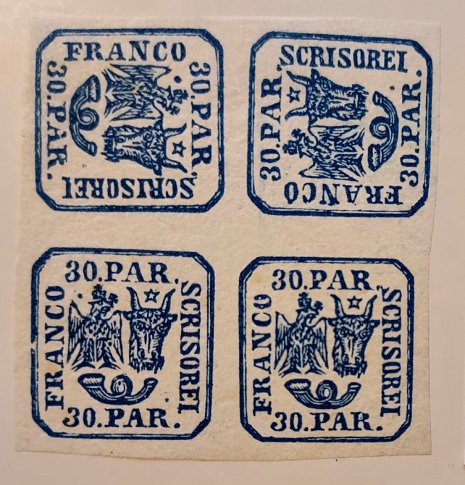 Principatele Unite 1864, 30 par, bloc cu t&ecirc;te-b&ecirc;che MNG**