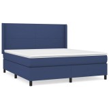 Cumpara ieftin Pat box spring cu saltea, albastru, 180x200 cm, material textil