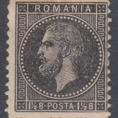 ROMANIA 1879/1880 LP 40 a CAROL I EMISIUNEA A II-a BUCURESTI 1 1/2 BANI SARNIERA