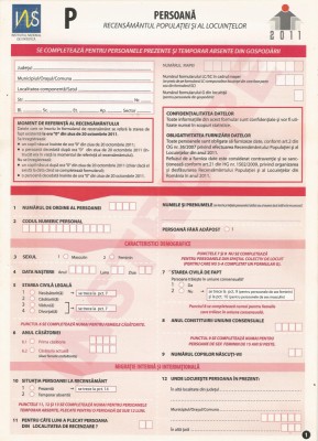 Romania, Recensamant 2011, formular pentru persoane prezente si temporar absente foto