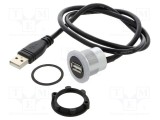 Cablu adaptor USB A soclu la USB A mufă 2.0, 0,6m - ONPOW