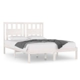 Cumpara ieftin Cadru de pat King Size, alb, 150x200 cm, lemn masiv de pin