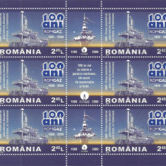 #Romania, LP1831a/2009, ROMGAZ-100 de ani, minicoala de 6 timbre si 3 vin., MNH