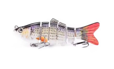 Momeala artificiala, Vobler Articulat, 6 segmente, 10 cm, 2 Carlige, Gri foto