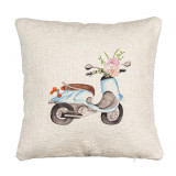 Perna Decorativa Canapea, Model Flower Bike, 40x40 cm, Cu fermoar