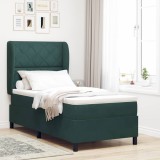 vidaXL Pat cu arcuri cu saltea Verde &icirc;nchis 90 x 190 cm Catifea 3340961