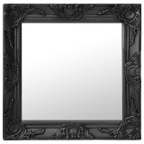 Oglindă de perete &icirc;n stil baroc, negru, 50 x 50 cm