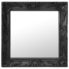 Oglinda de perete in stil baroc, negru, 50 x 50 cm