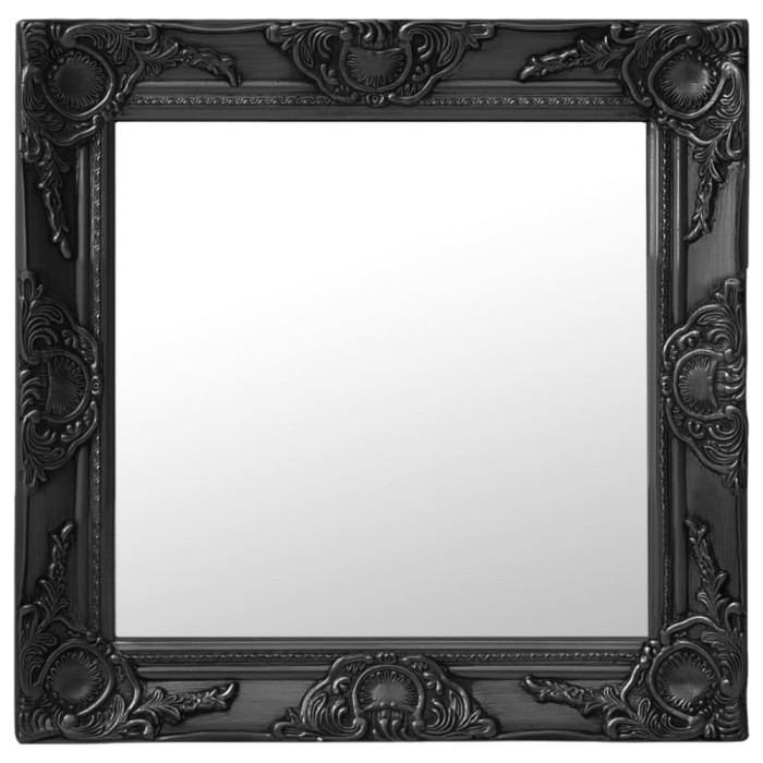 Oglindă de perete &icirc;n stil baroc, negru, 50 x 50 cm