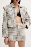 IRO pantaloni scurți femei, culoarea bej, cu imprimeu, high waist, WP30MONIA