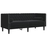 Cumpara ieftin Canapea Chesterfield cu pernute/2 locuri, negru, catifea