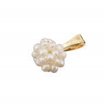 Pandantiv cu perle albe de cultura si metal auriu floare 12mm, Stonemania Bijou