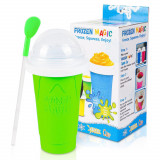 Cumpara ieftin Pahar pentru preparare bautura racoritoare smoothie, granita, slush, DIY in 5 minute - Frozen Magic Slushy Cup, Verde