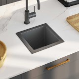 vidaXL Chiuvetă de bucătărie lucrată manual, negru, oțel inoxidabil